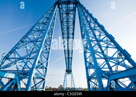 The Middlesbrough Transporter Bridge across the river Tees. Stock Photo