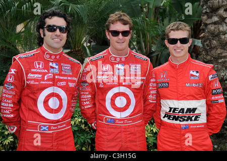 Dario Franchitti, Scott Dixon, and Ryan Briscoe Indy Car Racers Photocall held at the Miami Dolphins Training facility. Davie, Stock Photo