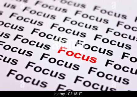 Focused on Focus highlighted in red Stock Photo