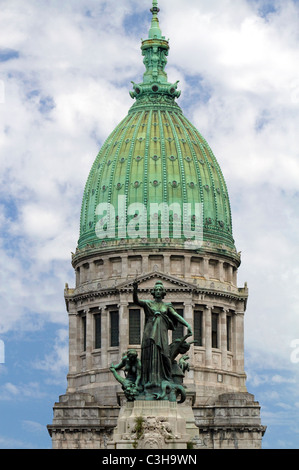 Monument to the Two Congresses in front of the Argentine National Congress building in Buenos Aires, Argentina. Stock Photo