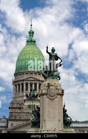 Monument to the Two Congresses in front of the Argentine National Congress building in Buenos Aires, Argentina. Stock Photo