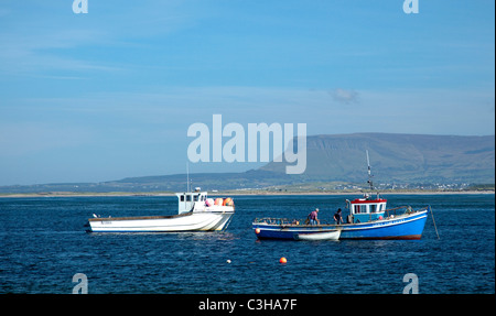 Lobster boats moored in Ballysadare Bay, County Sligo, Ireland. Stock Photo