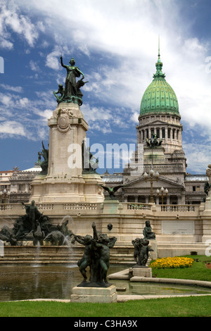 Monument to the Two Congresses in front of the Argentine National Congress building in Buenos Aires, Argentina. Stock Photo