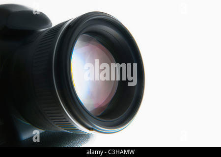 Close up of camera lens on white background Stock Photo