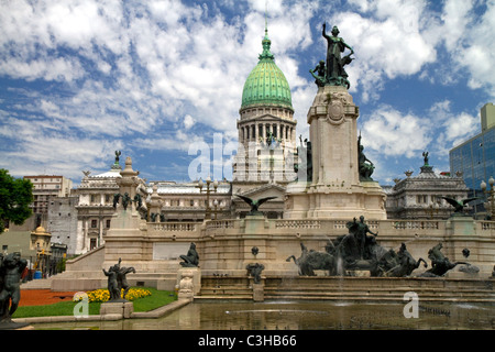 Monument to the Two Congresses in front of the Argentine National Congress building in Buenos Aires, Argentina. Stock Photo