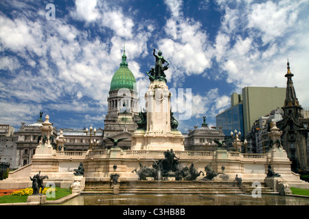 Monument to the Two Congresses in front of the Argentine National Congress building in Buenos Aires, Argentina. Stock Photo