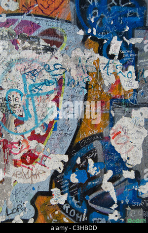 Detail of graffiti on part of Berlin Wall Stock Photo