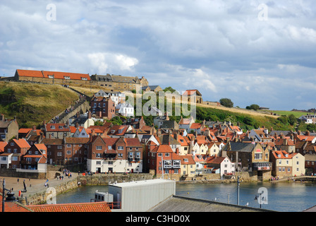 Whitby Abby on West Cliff in Whitby, England. Stock Photo