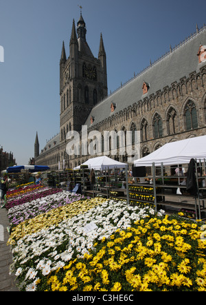 Ypres, Belgium. Infamous for the surrounding battlefields but also a very pretty (reconstructed) town. Stock Photo