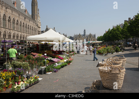 Ypres, Belgium. Infamous for the surrounding battlefields but also a very pretty (reconstructed) town. Stock Photo