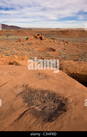 Overview of Wupatki Pueblo, the largest ancient pueblo at Wupatki National Monument in Arizona, USA. Stock Photo