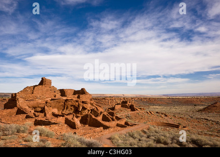 Overview Wupatki Pueblo, the largest ancient pueblo at Wupatki National Monument in Arizona, USA. Stock Photo