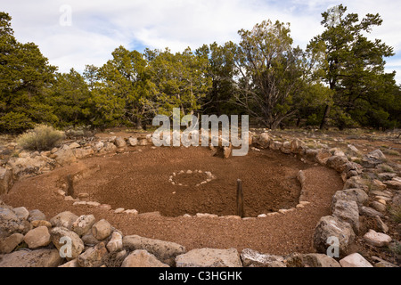 Large Kiva at the Tusayan Ruins, Kayenta Anasazi, along the South Rim of the Grand Canyon National Park, Arizona, USA. Stock Photo