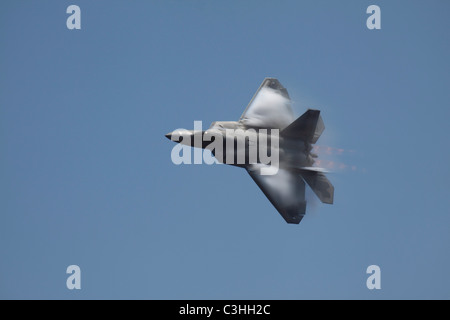 An F-22 Raptor of the United States Air Force in Flight. Stock Photo