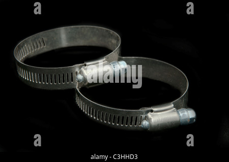 series object on black - tool - hose clamp Stock Photo