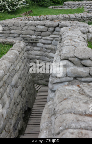 Yorkshire trench. Archaeology, discovered and in part recreated this WW1 trench system. Bargiestraat, 8904 Ieper, Belgium. Stock Photo