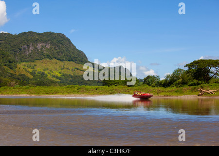 Sigatoka River Safari, jet boat trip, Viti Levu, Fiji Stock Photo