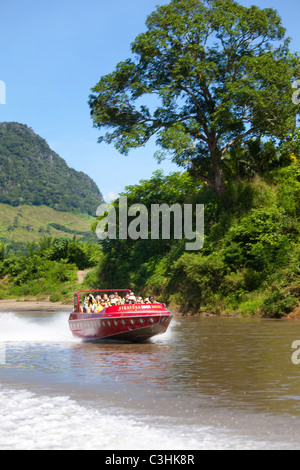 Sigatoka River Safari, jet boat trip, Viti Levu, Fiji Stock Photo