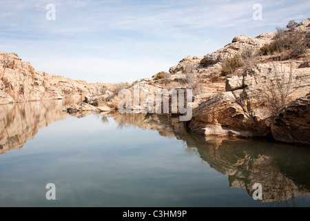 River flowing through rocky canyon Stock Photo