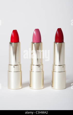 Red and pink lipsticks Stock Photo