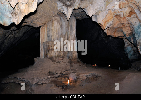 Cave interior of Tham Chompon cave in Ratchaburi province, Thailand. Stock Photo