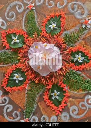 Athapookalam, Flower Design during Onam Festival, Kerala, India Stock Photo