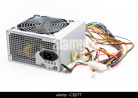 Computer power supply on white background Stock Photo