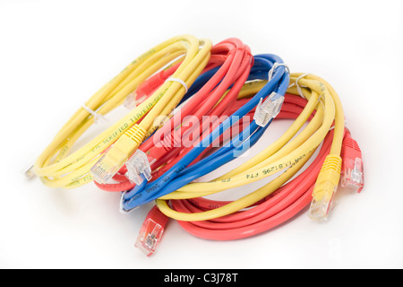 Colorful UTP cables close up Stock Photo