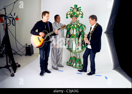 Kevin Bacon, Bunny Sigler, Philadelphia Mummer Jim Werner and Michael Bacon Where Magazine cover shoot with The Bacon Brothers, Stock Photo