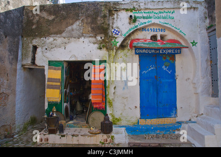 Antiques shop exterior Kasbah fortress area Medina old town Tangier Morocco Africa Stock Photo