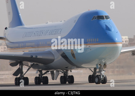 US President Barack Obama arrives in Cairo to make a major policy speech to the Islamic World at Cairo University. Stock Photo