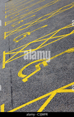 Disabled badge holders only sign for disabled drivers in a car park in the uk. Stock Photo