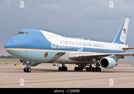 Air Force One, the U.S. Air Force jet carrying the President of the United States, lands in Austin Texas USA Stock Photo