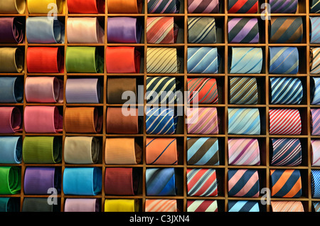 Ties display in a clothing retail store Stock Photo