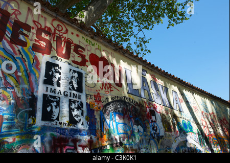 The John Lennon graffiti Wall in Prague, Czech Republic Stock Photo
