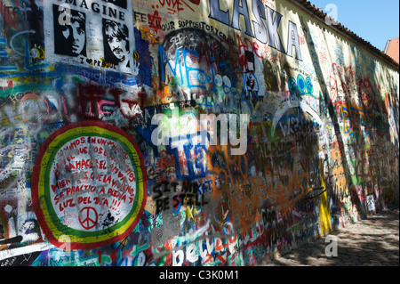 The John Lennon graffiti Wall in Prague, Czech Republic Stock Photo