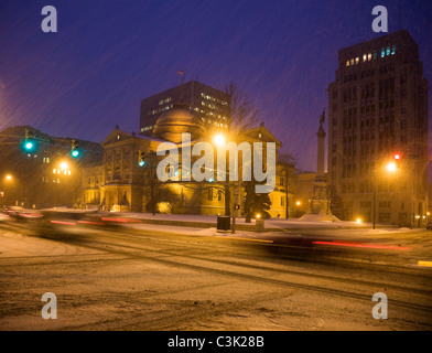 Snow storm in South Bend, Indiana Stock Photo