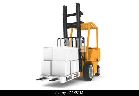 Forklift with Pallet. Forklift with Pallet, Front view. Part of a Warehouse series. Stock Photo