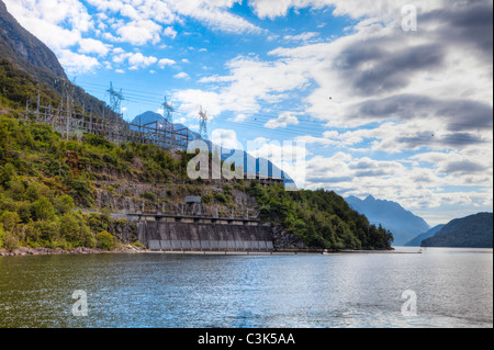 Manapouri hydroelectric power plant in New Zealand Stock Photo