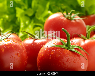 Fresh vine-ripened tomatoes Stock Photo