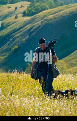 Photographer in the Ventana Wilderness, Los Padres National Forest, Big Sur coast, California Stock Photo