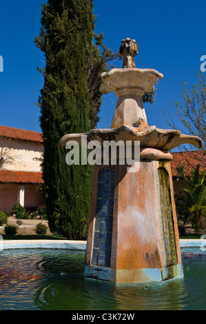 Courtyard fountain, Mission San Antonio de Padua, Monterey County, California Stock Photo