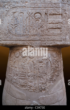 Close up of column head in the Mosque of Abu el-Haggag atop the walls of Luxor Temple, Luxor City Egypt Stock Photo