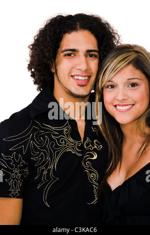 Portrait of a couple smiling and posing isolated over white Stock Photo