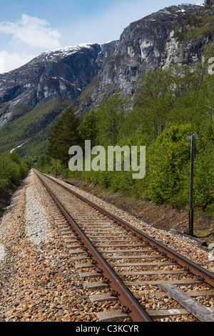 Railroad in mountains Stock Photo