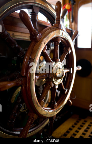 Helm in boat, close-up Stock Photo