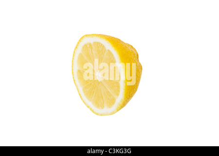 Close-up studio shot of organic lemon cross-section Stock Photo