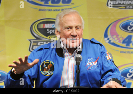 Astronaut Buzz Aldrin  appears as the Grand Marshall for the Ford 400 at Homestead Miami Speedway  Homestead, Florida - Stock Photo