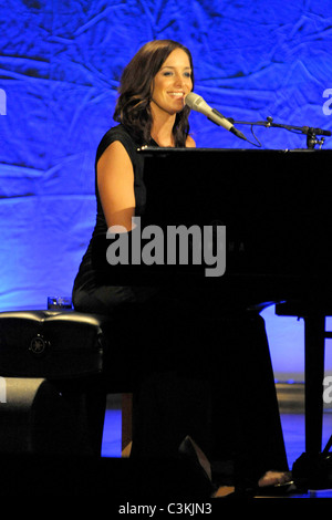 Chantal Kreviazuk performing live on stage at the Massey Hall.  Toronto, Canada - 08.12.09 Stock Photo