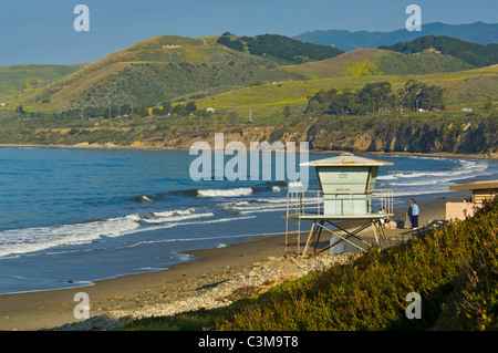 Coastal green hills in spring from El Capitan State Beach, near Santa Barbara, California Stock Photo